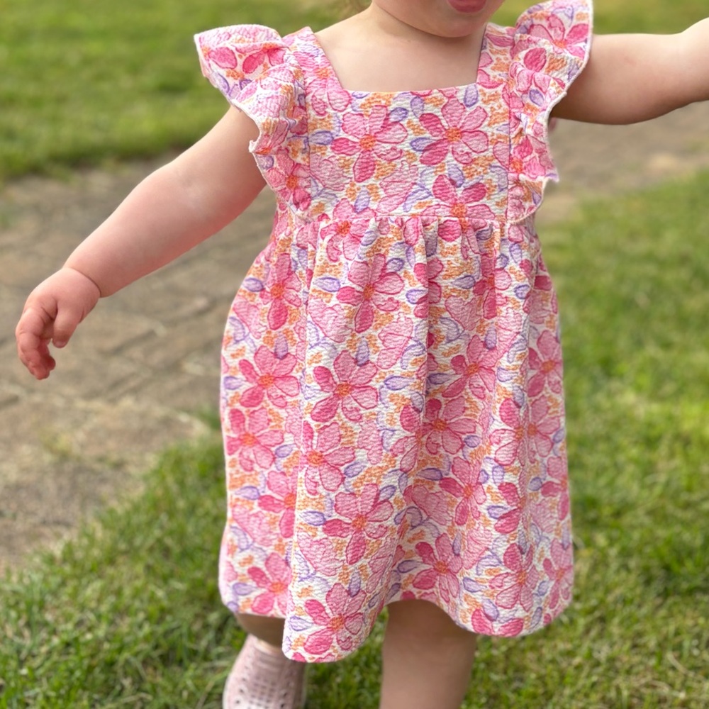 Zara Kids Floral Dress - Pink and Orange